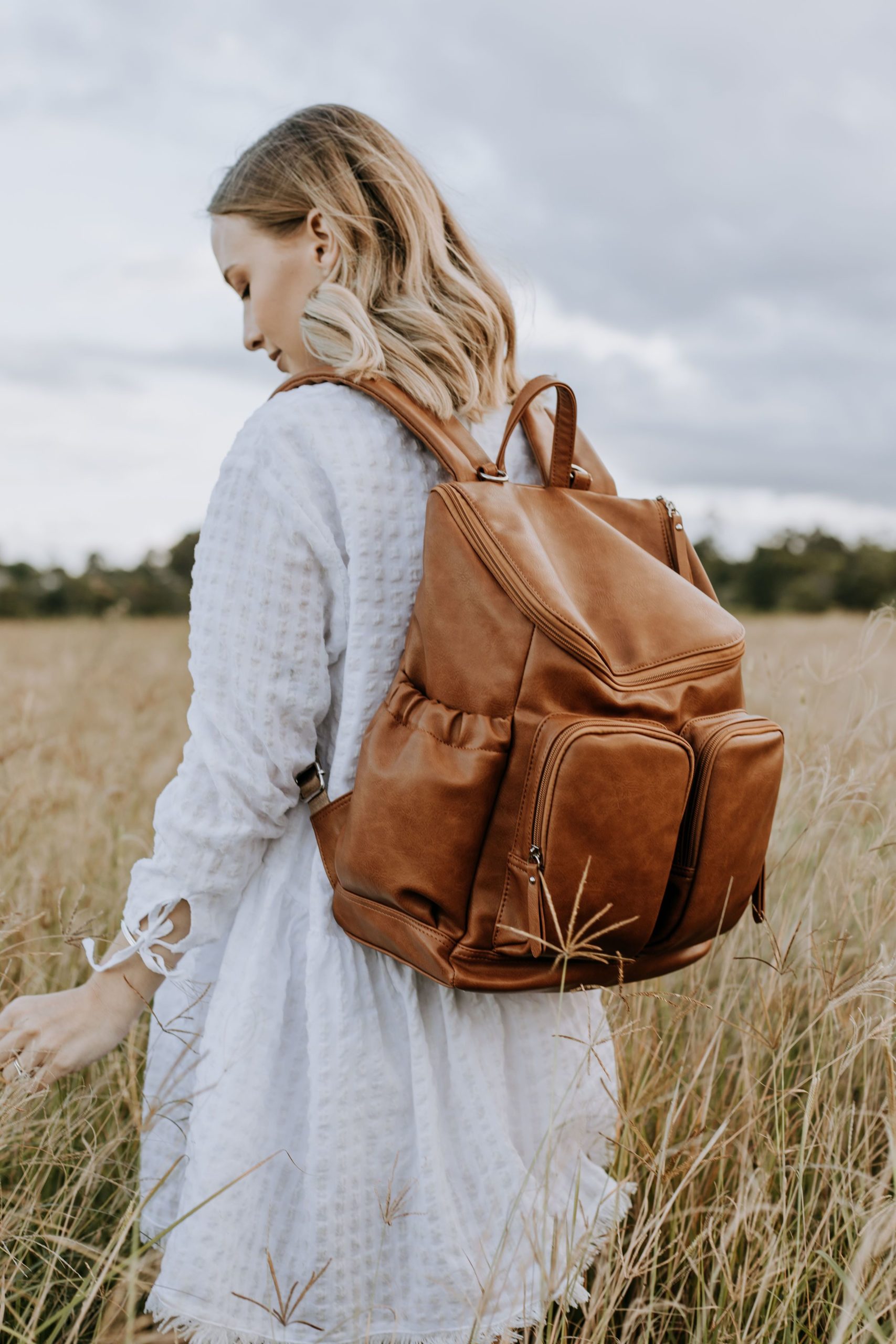 tan nappy backpack